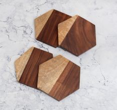 Handmade Wooden Coasters for Home Decor - Pack of 4
